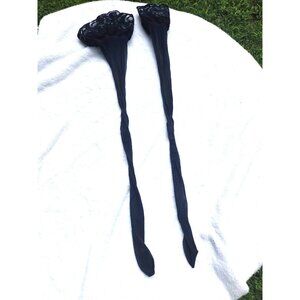 Sheer Black Lace Thigh High Stockings *Floral Lace Tops*Sissy*Cosplay*NWOT